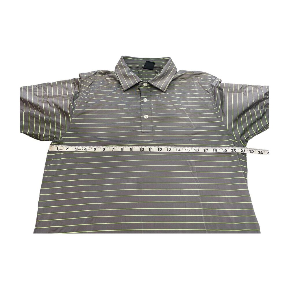 Dunning Polo Shirt Men's Large Gray Green Striped Golf Performance Short Sleeve - Picture 6 of 8